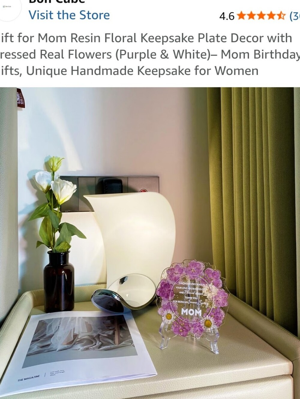 Floral Resin Keepsake Plate for Mom - Purple & White